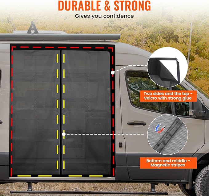 71''H x 59''W Van Bug Screen Side Door Sliding Door Window Co...