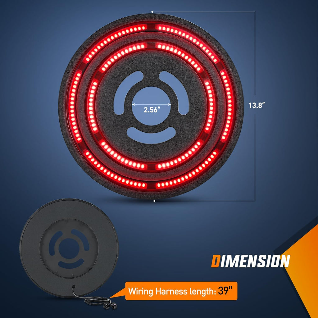 Nilight Spare Tire Brake Light Red Double Row LED Ring 3rd Third Stop Rear Wheel Lights Plug and Play Fit for 2018 2019 2020 2021 2022 2023 2024 2025 2026 Jeep Wrangler JL