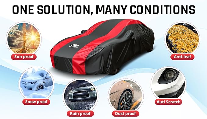Full Exterior Covers with Red Stripe Design, Sedan Car Cover - Image 5