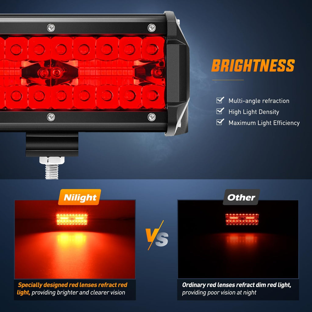 nilight 6.5 inch led light pod red triple, close-up detail