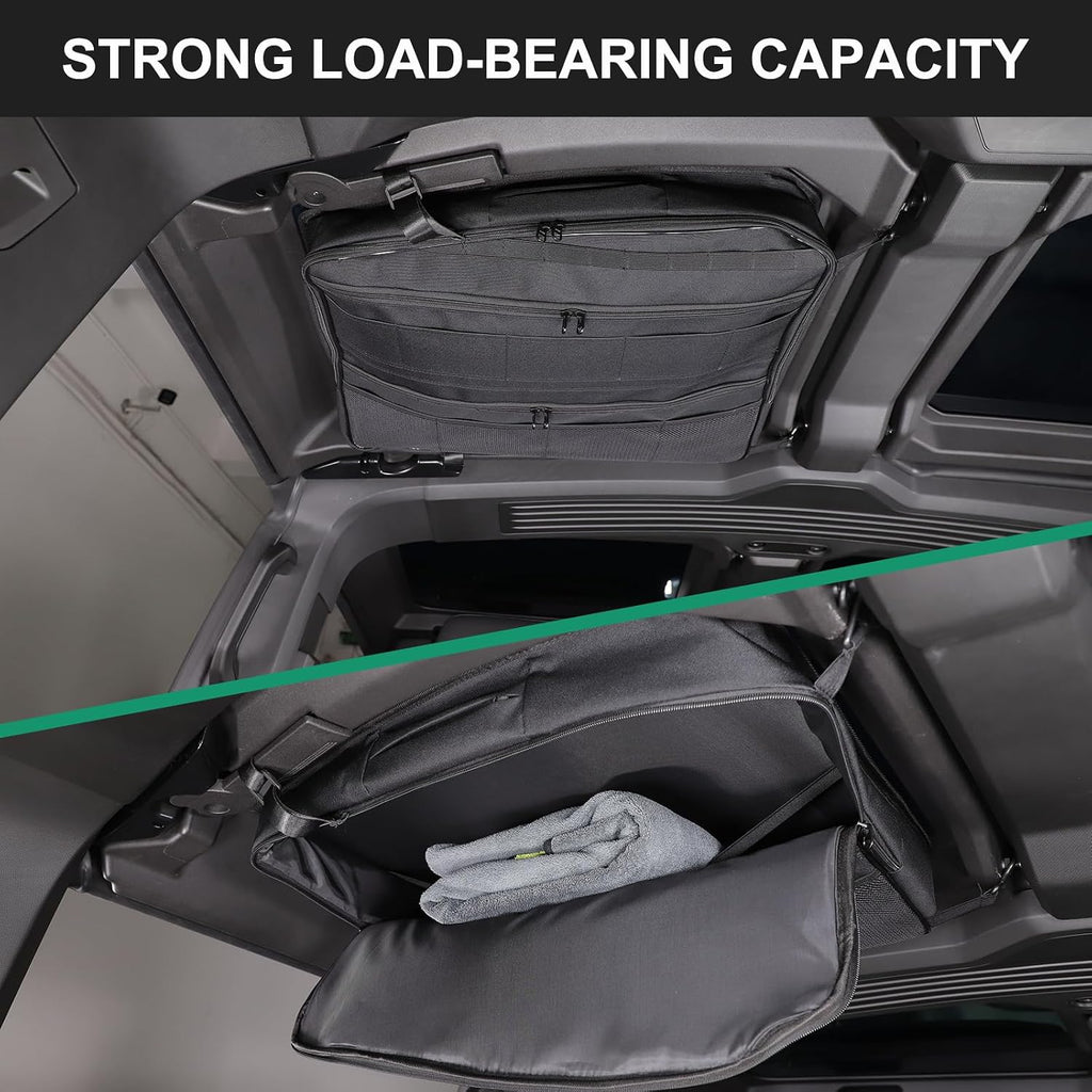 Car Sunroof Organizer Bag Compatible with 2024 2025 2026 Hummer EV Hardtop Roof Panel Storage Bag Waterproof Foldable Multi-Function Car Rooftop Carrier Storage Bags (Rear Top Roof Glass-Left)