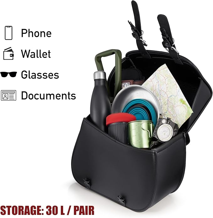 Nomad Leather Motorcycle Saddlebags Large Quick-Easy Universal Fit Throw Over - Image 4