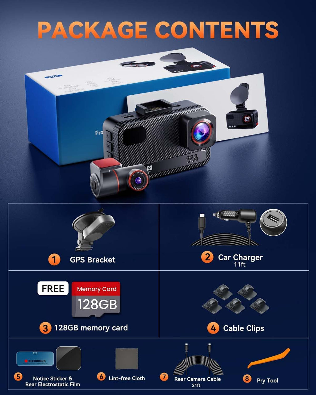 4k+4k dual dash cam front and rear, free, view 9