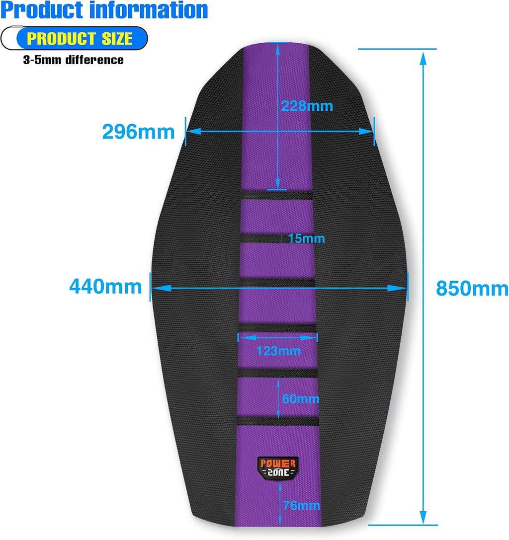 Universal Ribbed Dirt Bike Seat Cover - Gripper Soft Seat Cover for Most Dirt Pit Bike Motorcycle (Black-Purple)