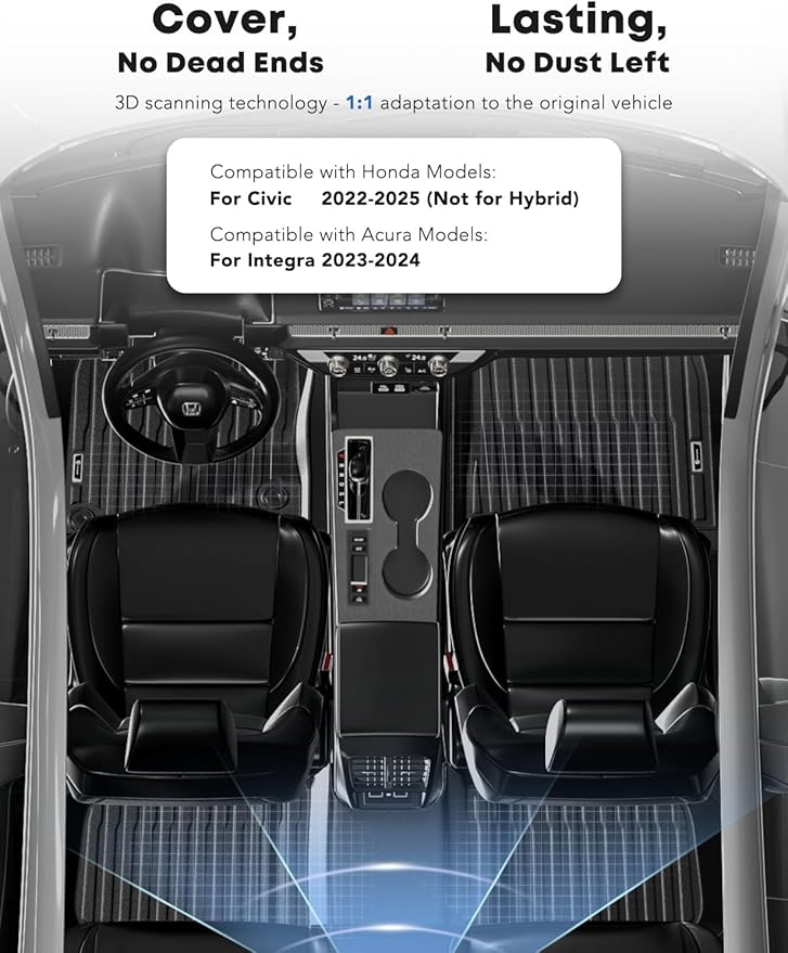 YHTAUTO Floor Mats Fit for Honda Civic 2025-2022, Acura Integra 2025-2023 - Image 2