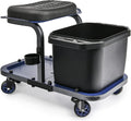 URBANTRANSIT Rolling Car Wash Stool with Bucket - Save Your Back, an Ideal Caddy Cart for Car Detailing, Cleaning, Painting and Gardening - 350 Lb Capacity with Easy-Glide Wheels and Removable Seat