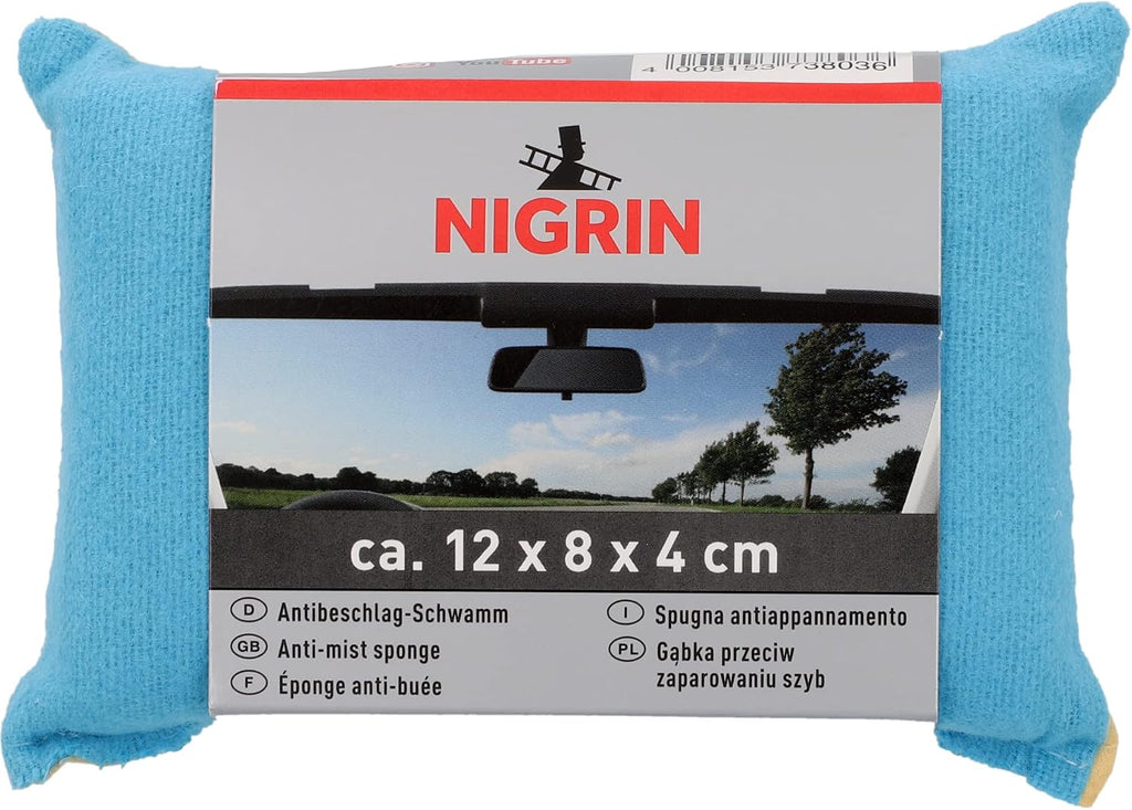 Nigrin 73803 Anti-Fog Sponge for Car Interior Windows Eliminates Condensation Fogging Prevents Fogging 12 x 8 x 4 cm Yellow Blue