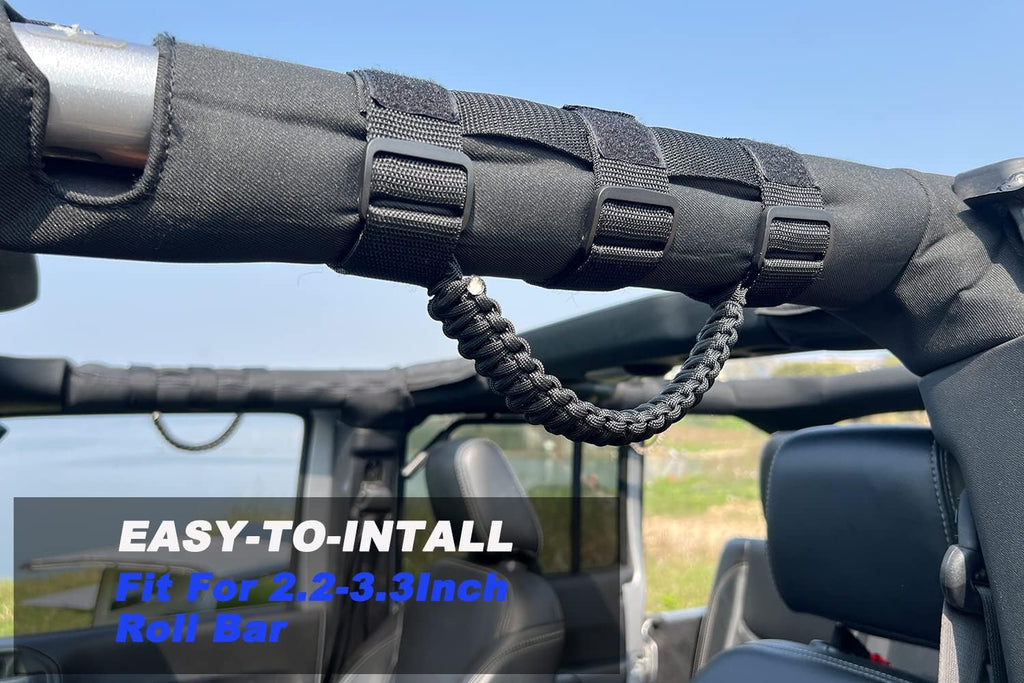 2 x Roll Bar Grab Handles Grip Handle for Jeep Wrangler YJ TJ JK JKU JL JLU Sahara Rubicon X Sports Freedom & Unlimited 1987-2022 (Black)