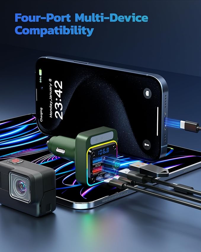 Nulaxy 54W Bluetooth 5.3 Car Adapter - Image 6