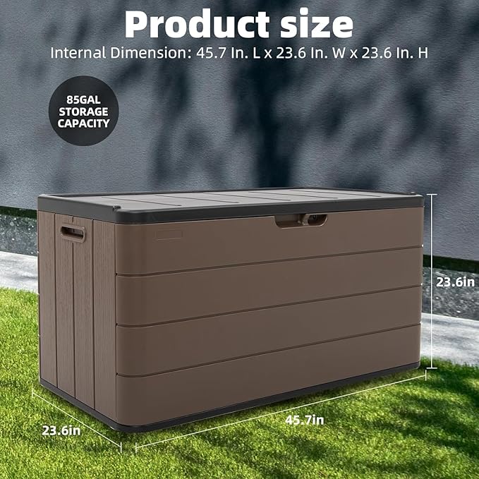 Premium Pro Edition 100 Gallon Lockable Resin Deck Box, Waterproof & - Image 6