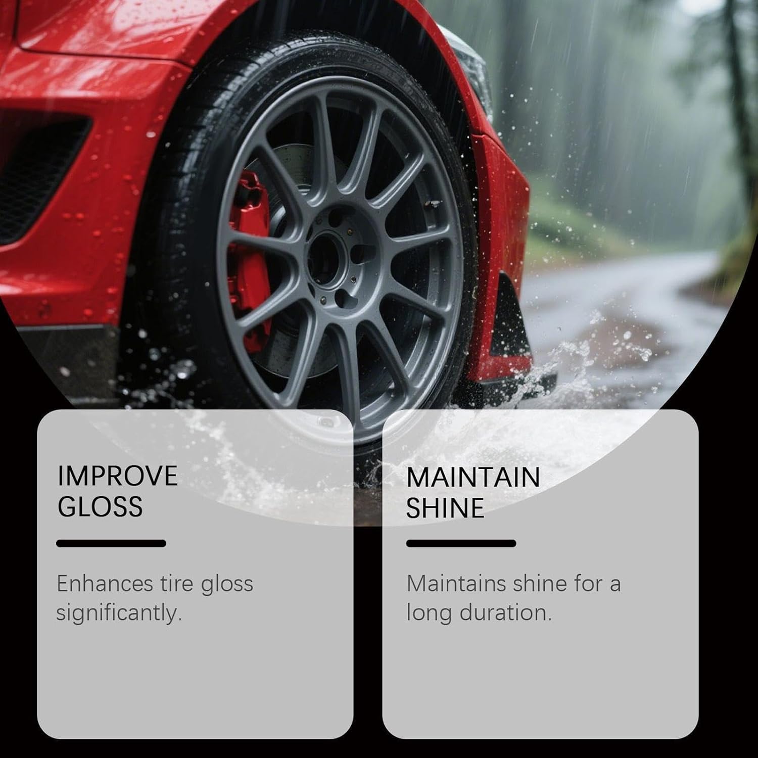 Wheel Shine Car Tires - 100ml Wheels, 1 Bottle Protective Glaze For Long-Lasting Bright Luster, Liquid Solution With Sealing Properties, Vehicle Supply, Finish For Rubber And Trims
