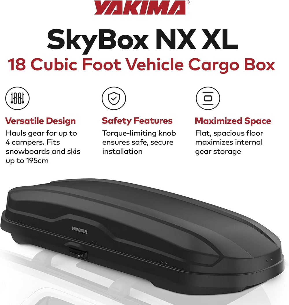 Yakima SkyBox NX 18 Roof Top Cargo Carrier, 18 Cubic Feet, Black – Vehicle Ro...