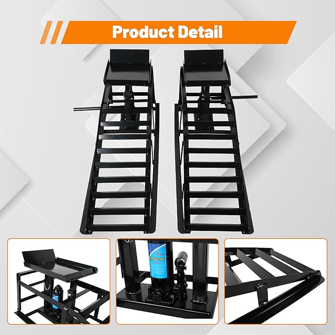 2 Pack Hydraulic Car Ramps 10, 000lbs/5T Capacity Low Profile Car Lift Service - Image 7