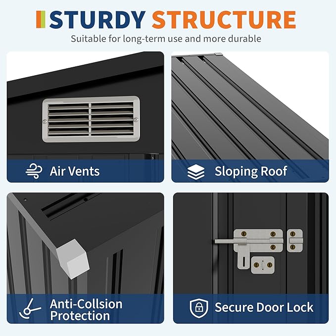 4' x 8' Outdoor Lean to Storage Sheds Outdoor, Heavy-Duty Lean to Garden - Image 5
