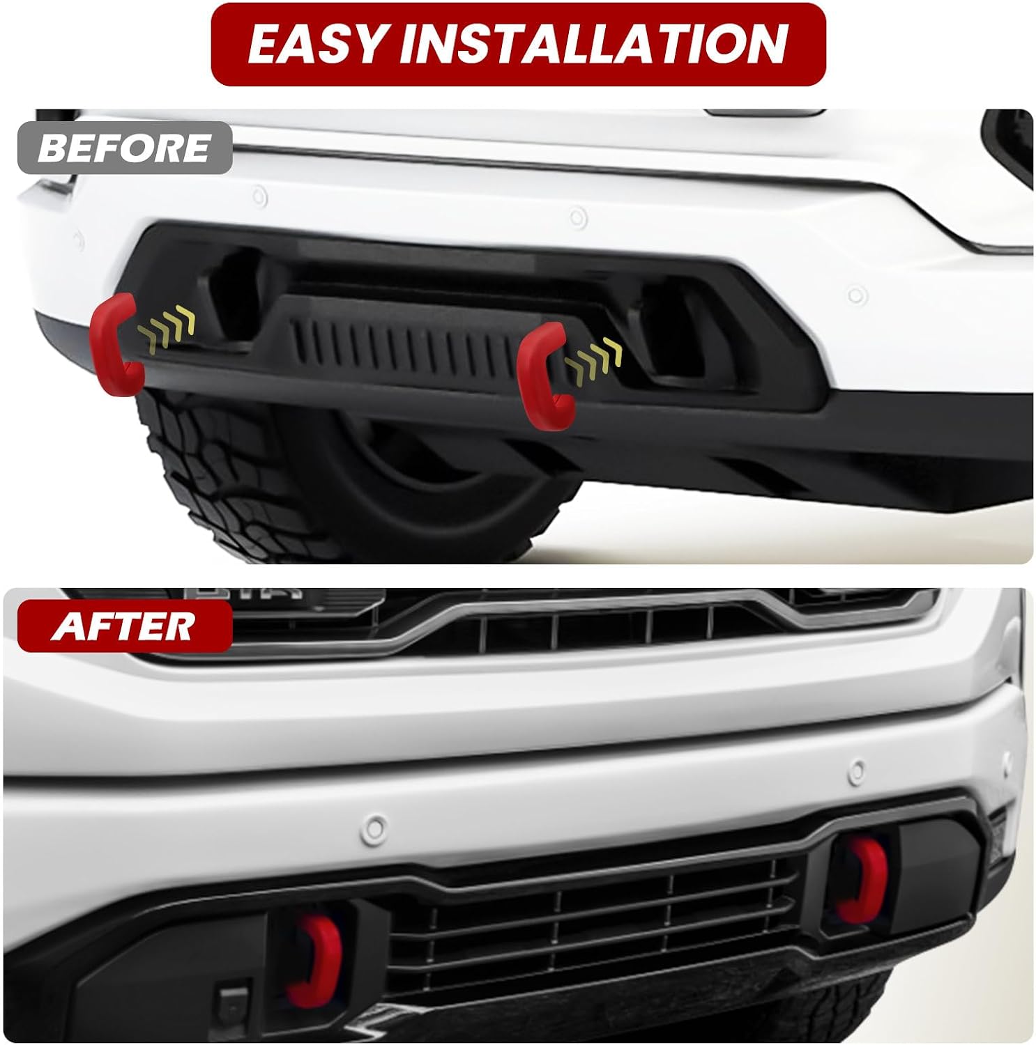 Tow Hook Covers Fit for GMC Sierra 1500 2019-2026 Vertical Tow Hooks, Hitch Cover Front Customized Car Tow Hooks Compatible with GMC Sierra 1500 Accessories 2019-2026|Upgrade (Red)