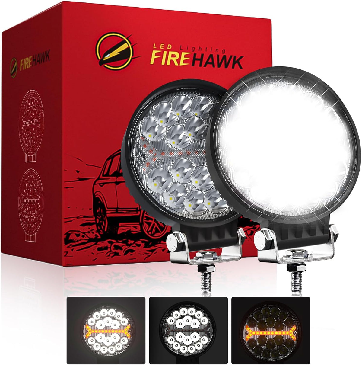 firehawk led light pods bar 4 inch 30000lm, main product view
