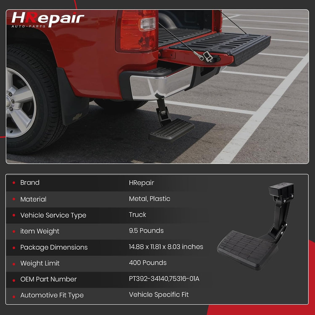Rear Bed Step Compatible with Toyota Tundra 2010 2014 2015 2016 2017 2018 2019 2020 2021, Retractable Bumper Tailgate Step, PT392-34140 75316-01A
