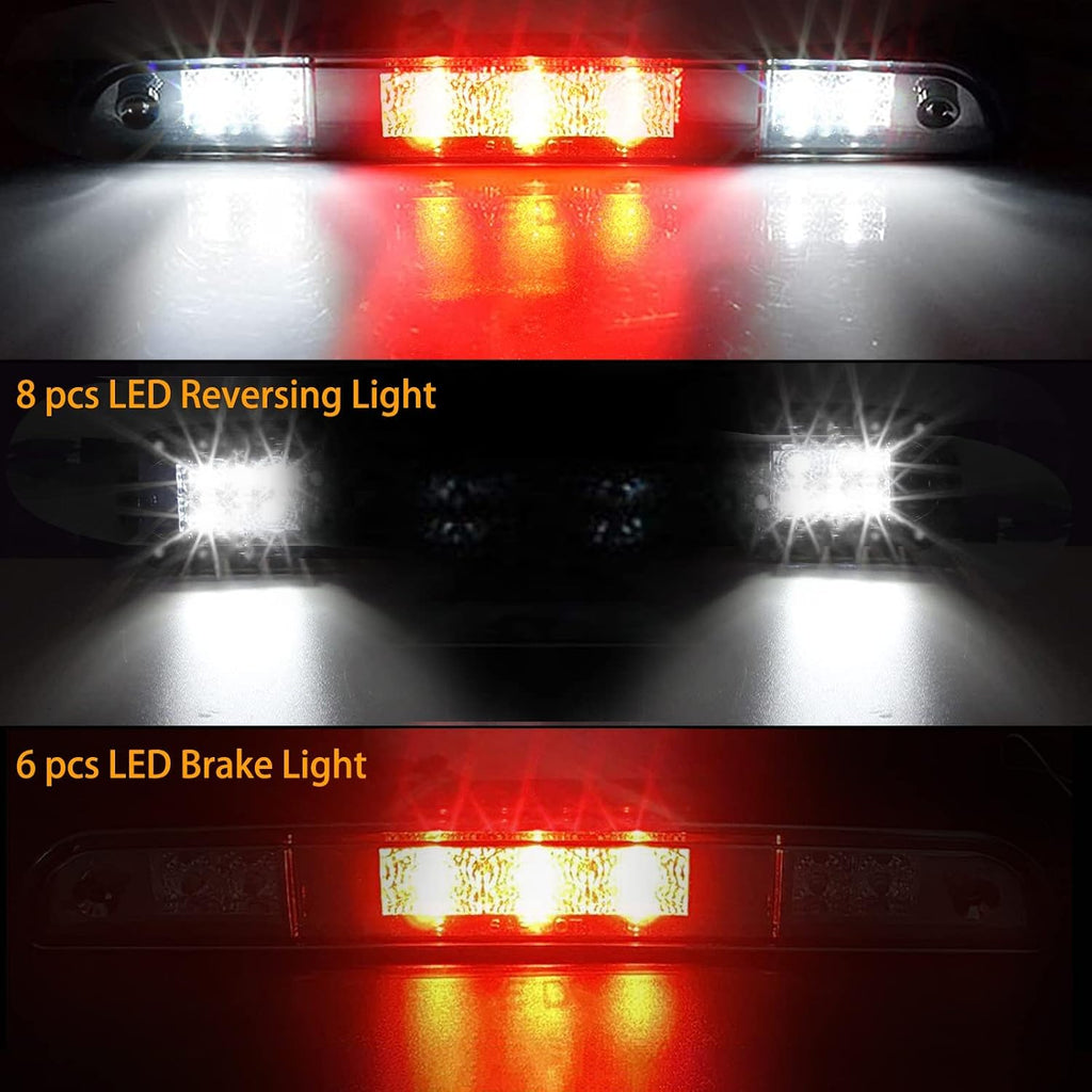 3rd Brake Light for 1992 1993 1994 1995 1996 1997 Ford F150 F250 F350 Third Brake Light LED Bronco Tail Light Cargo Light Cab Lamp Assembly-Smoke Lens
