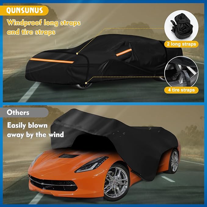 QUNSUNUS Waterproof Car Cover for C7 Corvette 2014-2019, Outdoor Car Covers - Image 4