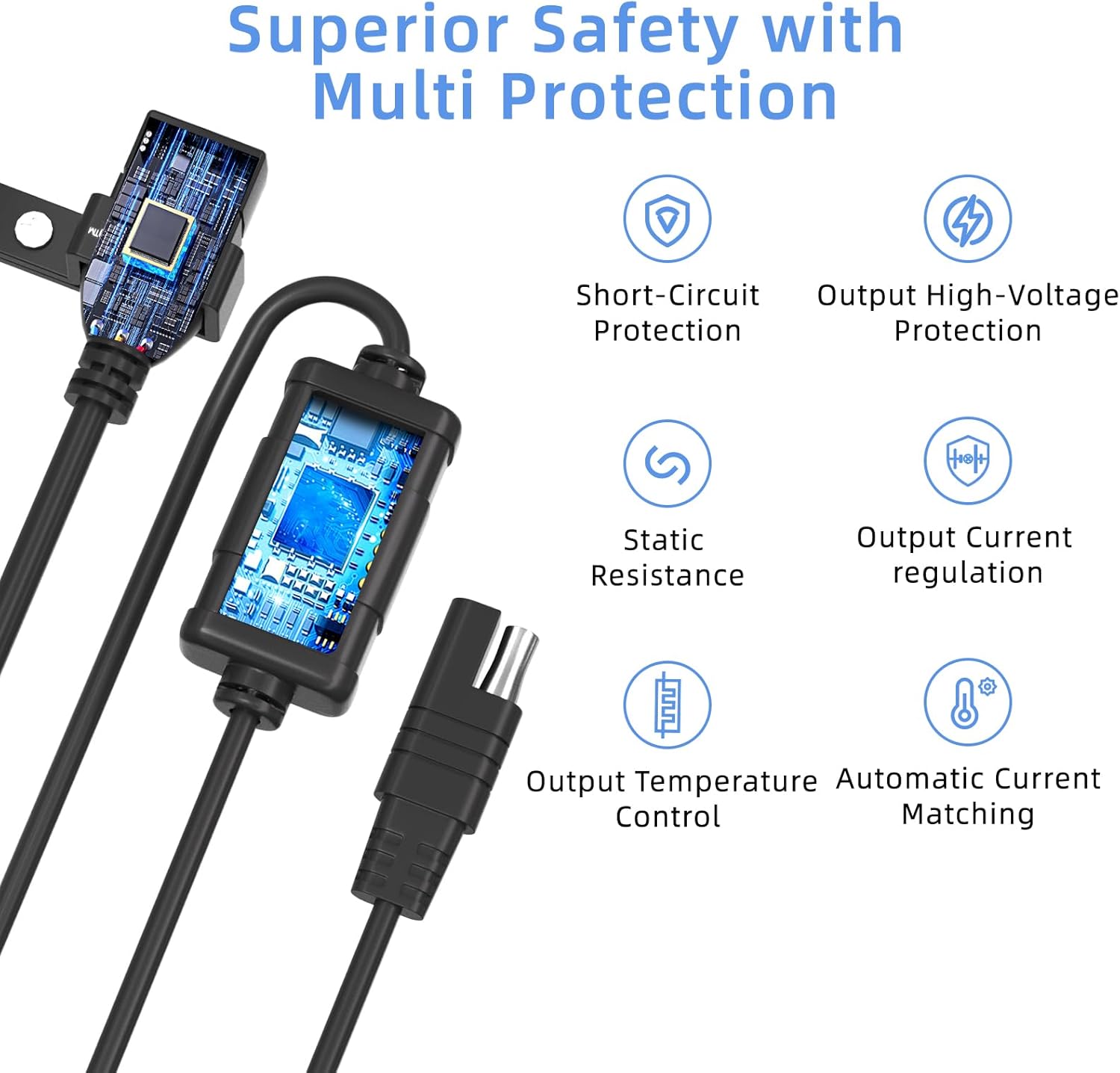 Cliff Top Waterproof Motorcycle USB Charger, 18W PD, SAE, 10mm Mirror Mount | Waterproof cap, Type-C quick charge, SAE to USB-C connector, 10mm rearview mirror mount, motorbike phone/GPS charging