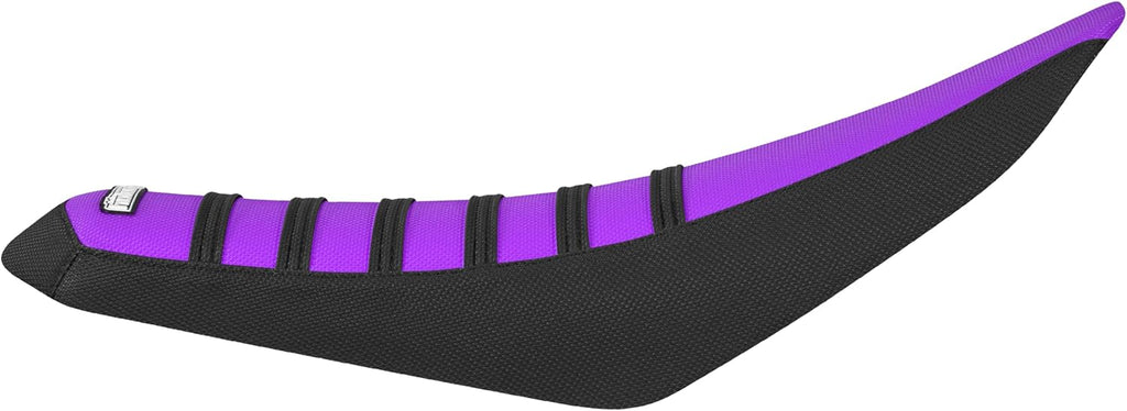 Enjoy Mfg USA-Made Gripper Seat Cover - Compatible with Eskute Nova Electric Mini Bike_Staple-Down Waterproof PVC top_#492 (Black Sides/Purple top/Black Ribs)