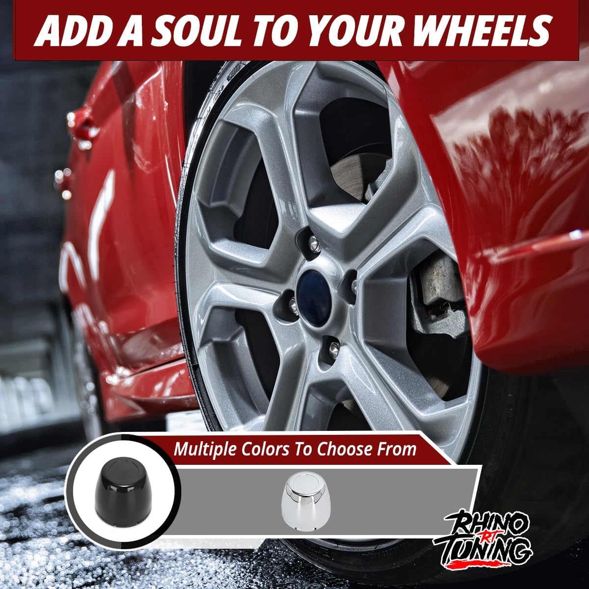RTRHINOTUNING 4 PCS Fits 3.75" Rim Bore Dome Center Caps 3-3/4" Wheel Center Cap, OD: 3.82"(97 mm) ID: 3.7"(94 mm) Hub Cap Black