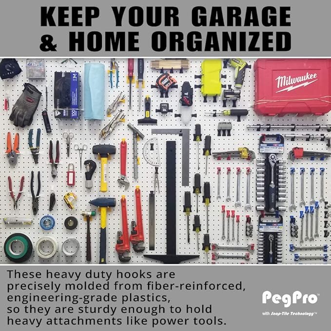 PegPro® 2" Hooks Kit for Standard “Wood Fiber” pegboard – Durable Plastic - Image 3