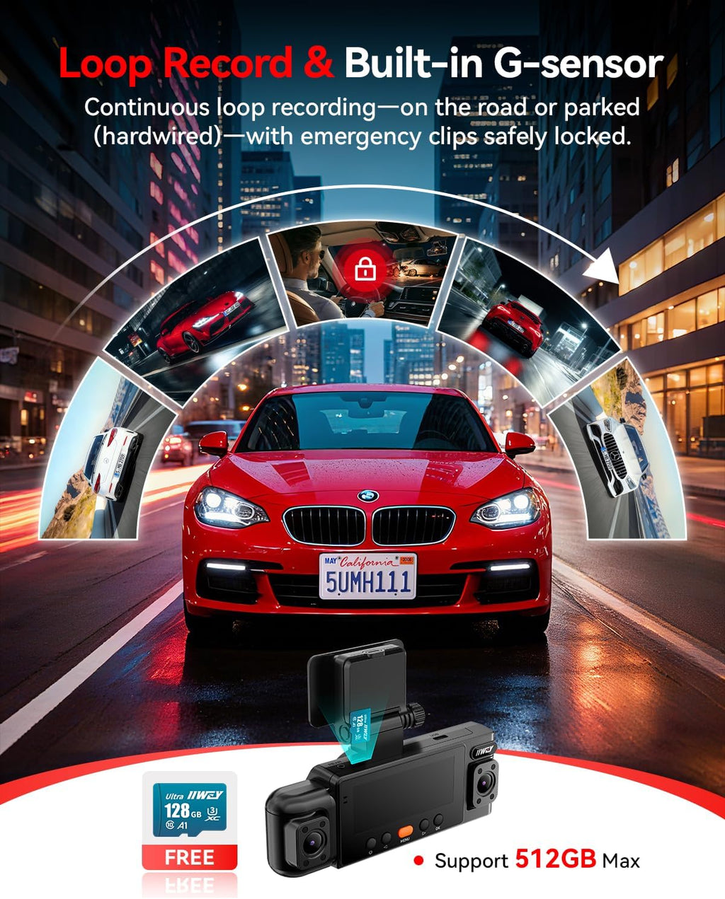 iiwey n6 360° dash cam 4 channel, free, package contents