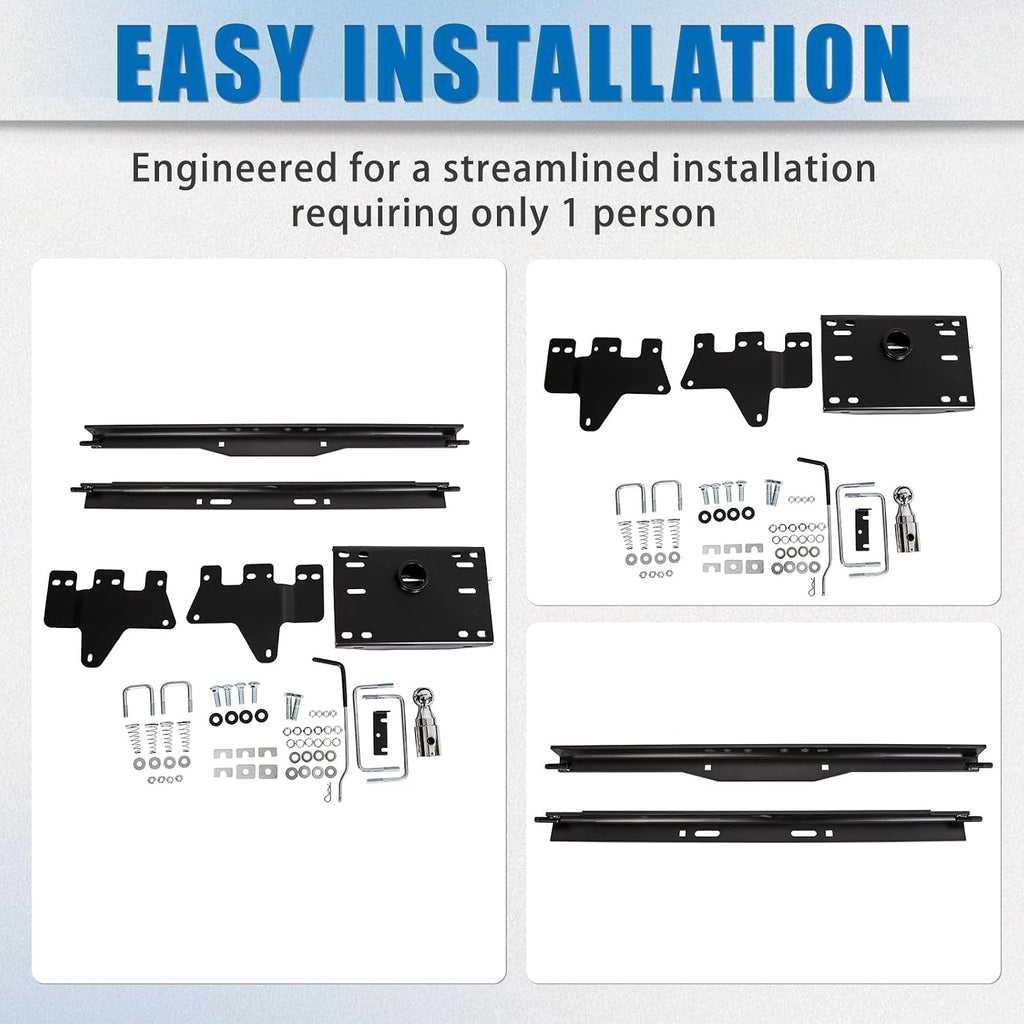 ECOTRIC Complete Underbed Gooseneck Trailer Hitch Compatible with 1999-2010 Silverado Sierra GMC 2500 HD 3500 HD -You Will Receive Multiple Packages