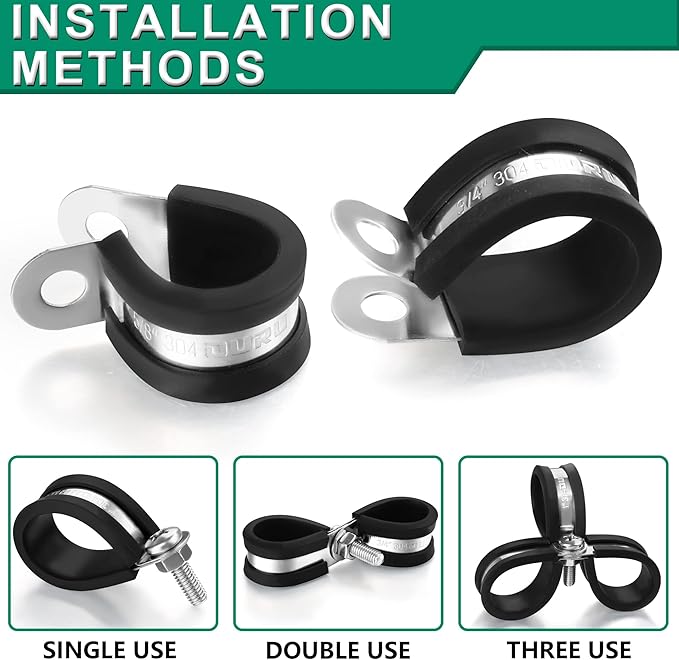 20pcs 5/8 Inch Stainless Steel Cable Clamps, Rubber Coated Cushioned Insulated - Image 4