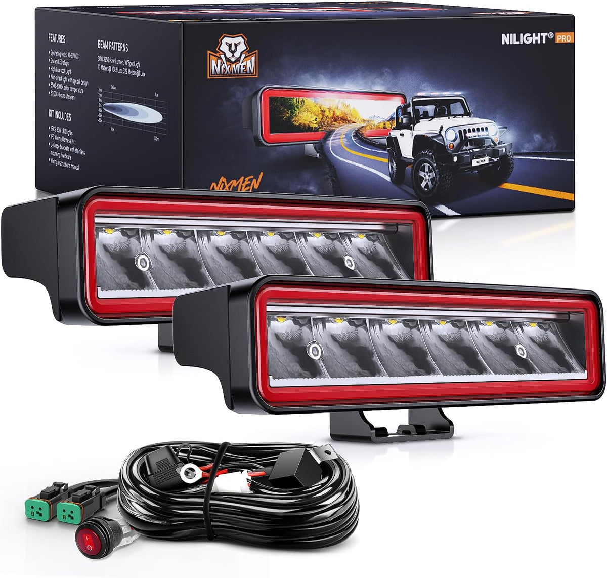 nilight 2 pcs 6.5 inch 30 w 3250lm, main product view