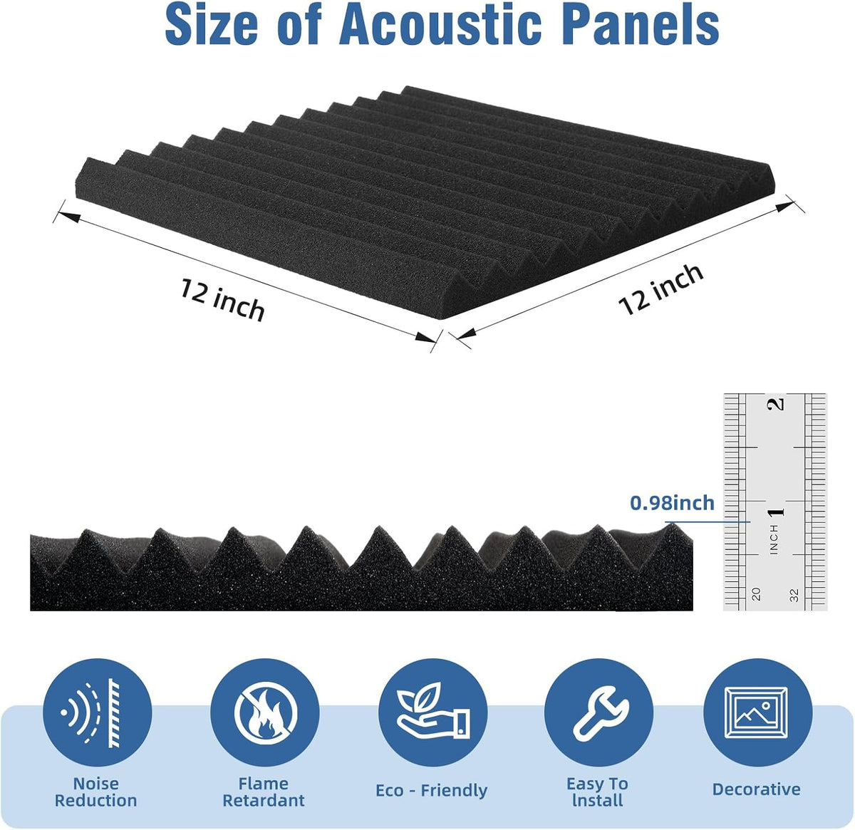 sound proof foam panels,12"×12"×1" acoustic foam panels, high shown in use
