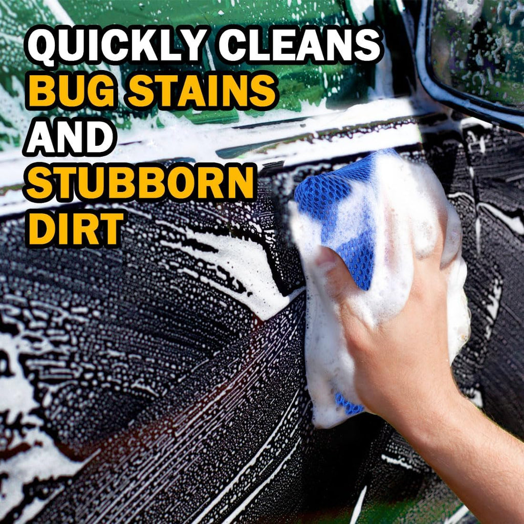 AIDEA Car Wash Sponge 6PK, Microfiber Large Bug and Tar Remover for Cars | Non Scratch Reusable Mesh Car Wash Sponges, Blue, 5.71*3.54*1.89 inch