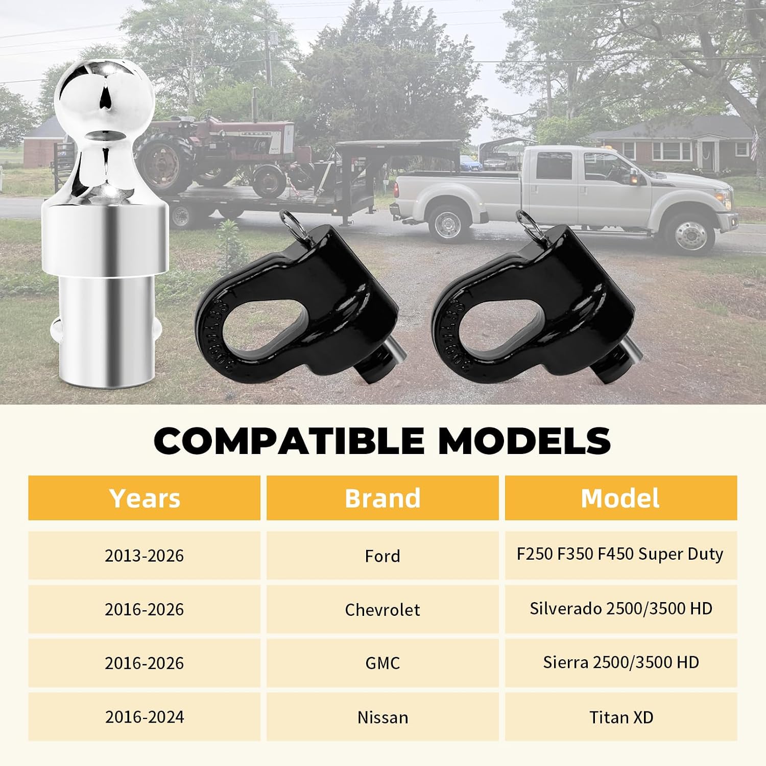 Grandroad auto 60692 Puck System Gooseneck Hitch Ball Kit, 38K LBS GTW, Compatible with 2013-2026 Ford F250 F350 F450, 2016-2026 Chevrolet Silverado, GMC Sierra & Nissan Titan XD, 2-5/16 Inch Ball