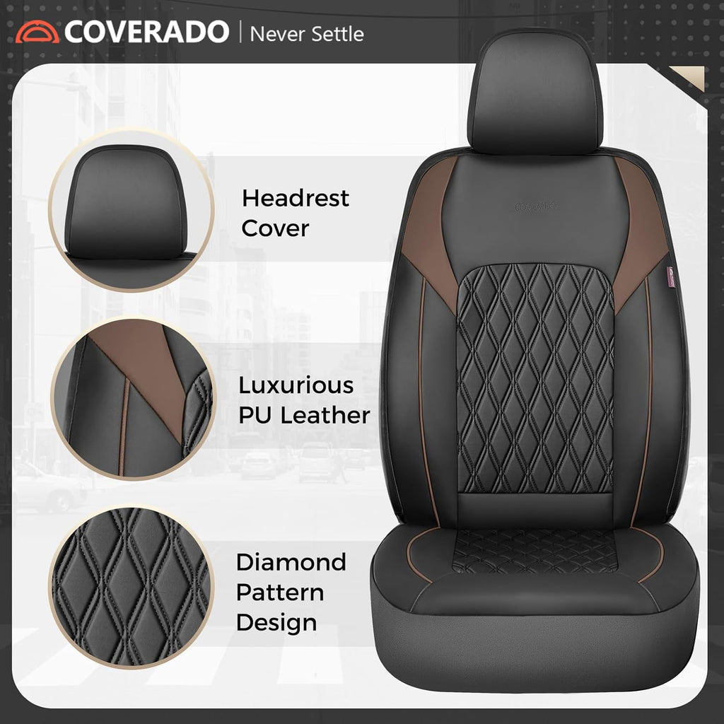 coverado leather seat covers, front and back seat, side view
