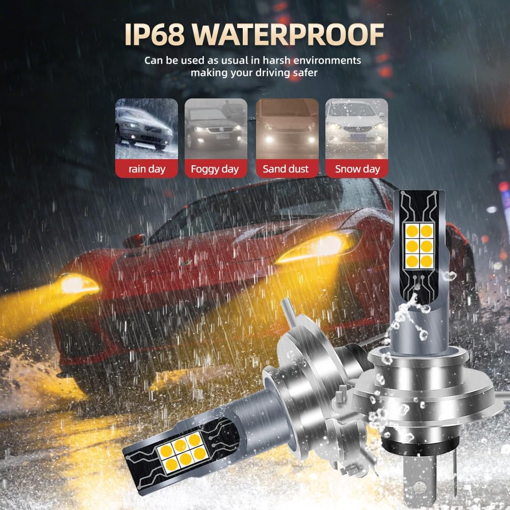 Super-Bright Bulb for Polaris Trail Boss 250 1988-1999, 25000LM 3000K Yellow, Plug n Play, for Off Road, Pack of 2
