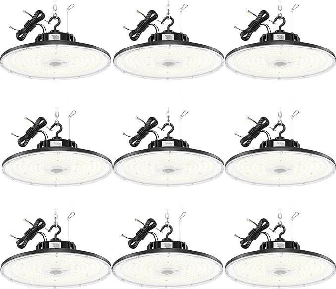 BBESTLED 9 Pack LED High Bay Lights 240W 33, 600LM 5000K, Dimmable UFO LED High by BBESTLED