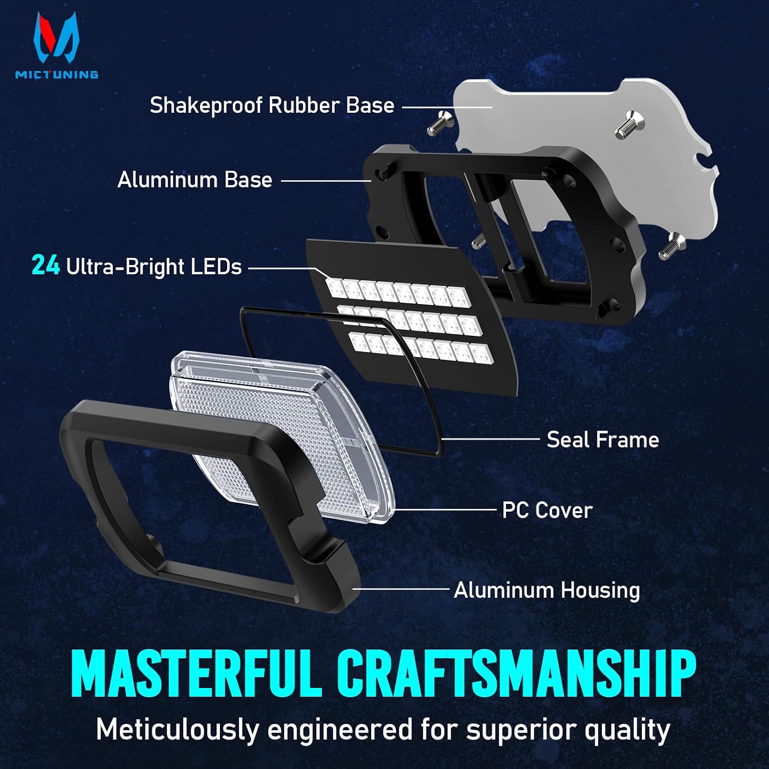 MICTUNING Q1+ MAX 16 Pods Ultra-Bright RGB Rock Lights, Multi-Color Chasing Underglow Lighting, Extensible to 24 Pods, APP Music Sync & DIY Effects, IP68 Waterproof