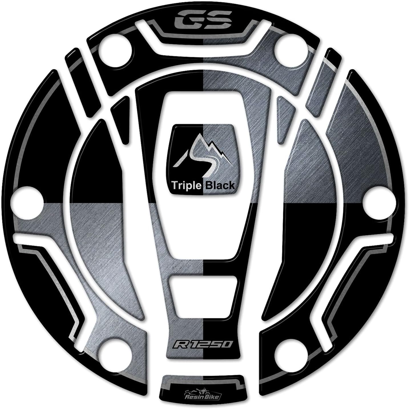 Motorcycle 3D Stickers Compatible with BMW R 1250 GS 2021-2024. Tank Cap Protection from Bumps and Scratches. Resin Stickers - Made in Italy (Triple Black)