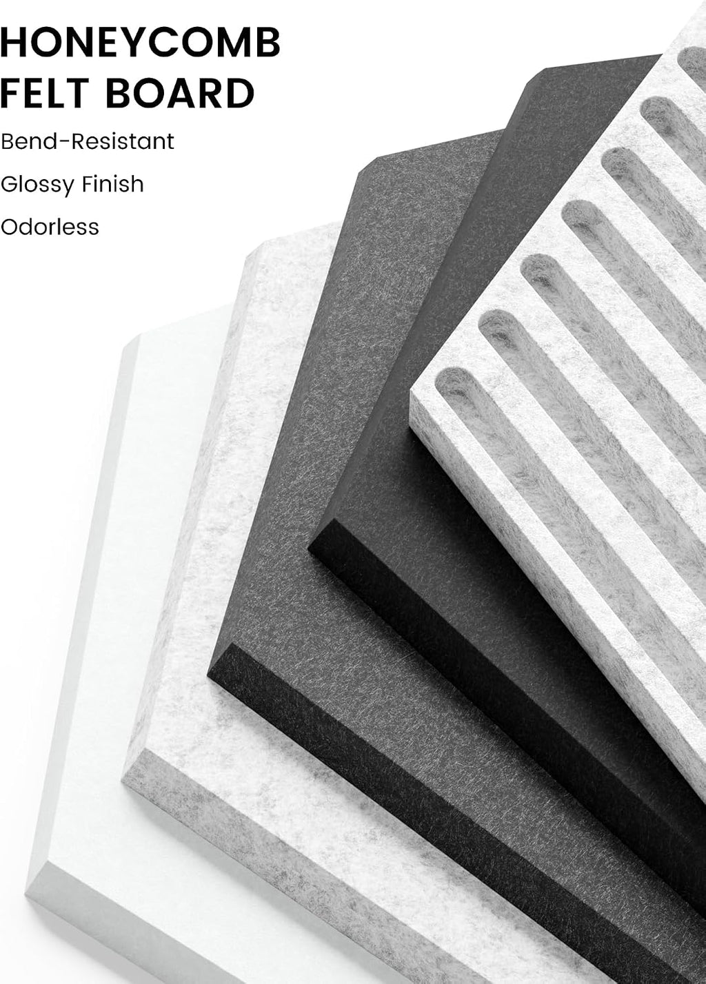 fluxynara 10-pack hexagon felt bulletin board tiles, concrete, close-up detail