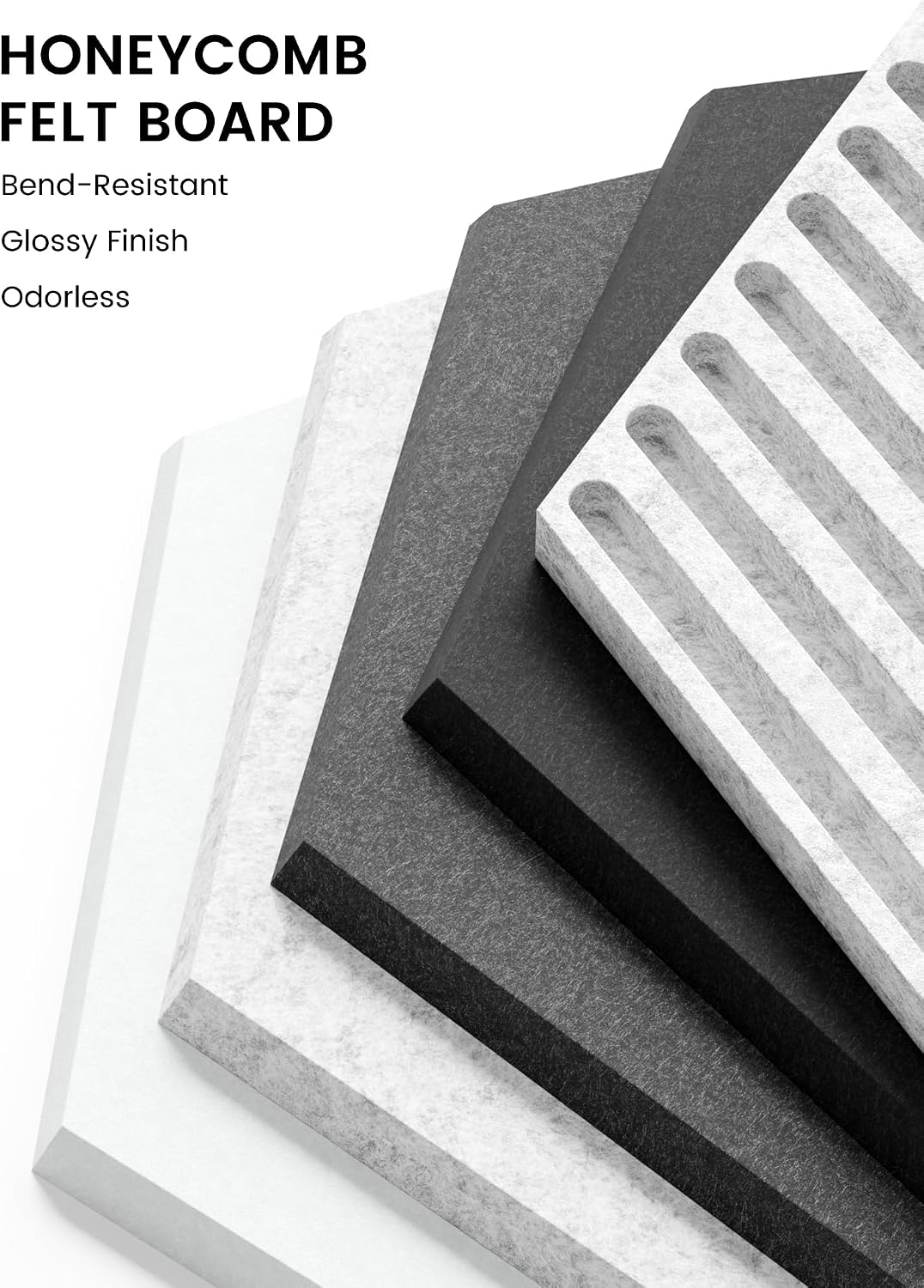 fluxynara 10-pack hexagon felt bulletin board tiles, concrete, close-up detail