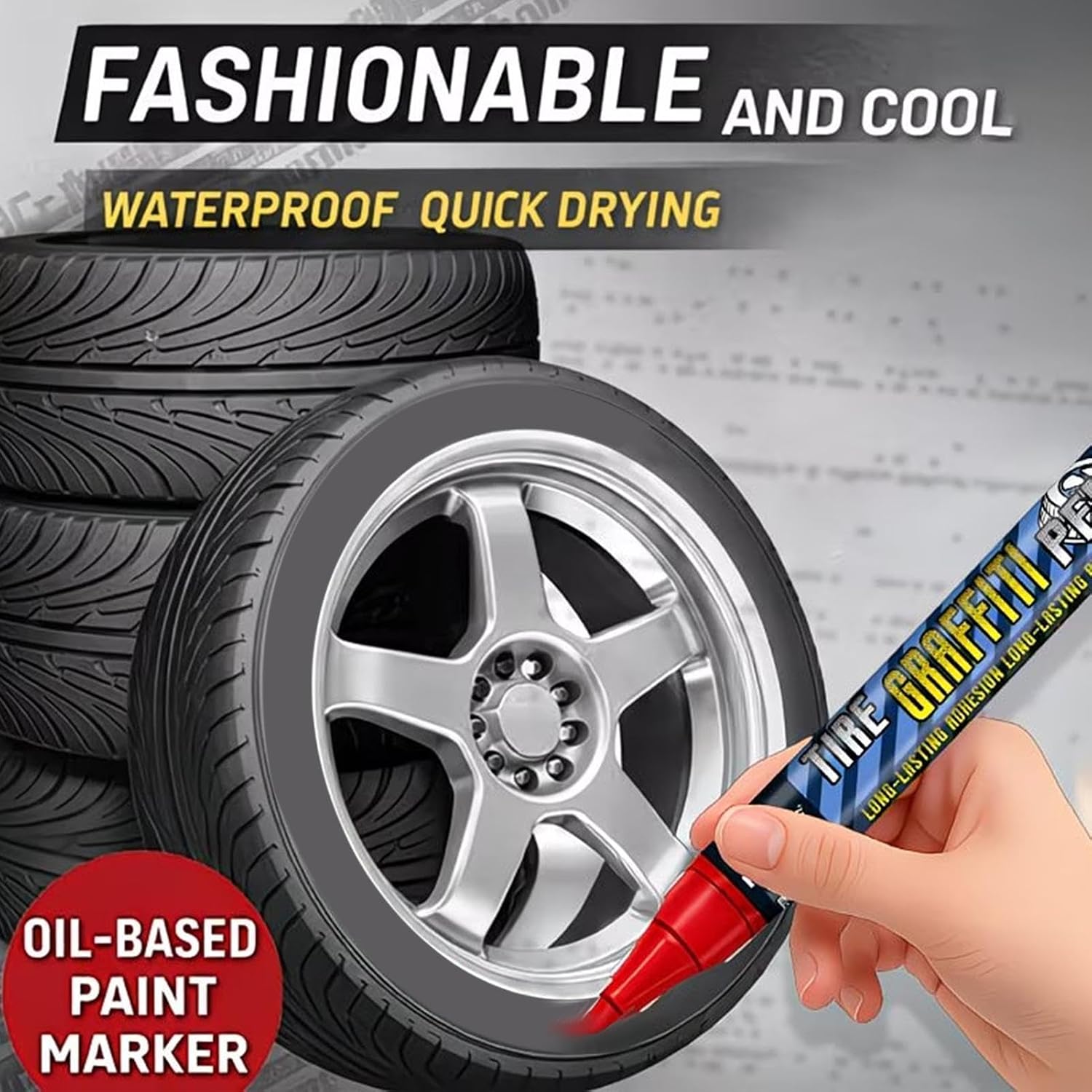 Tire Paint Marker, Vehicle Wheel Supplies, Automotive Decor Marker, Precision Application Tool for Drivers Trucks Rvs Motorcycles Detailers Shops Modifiers Racers Restorers Events Competitions