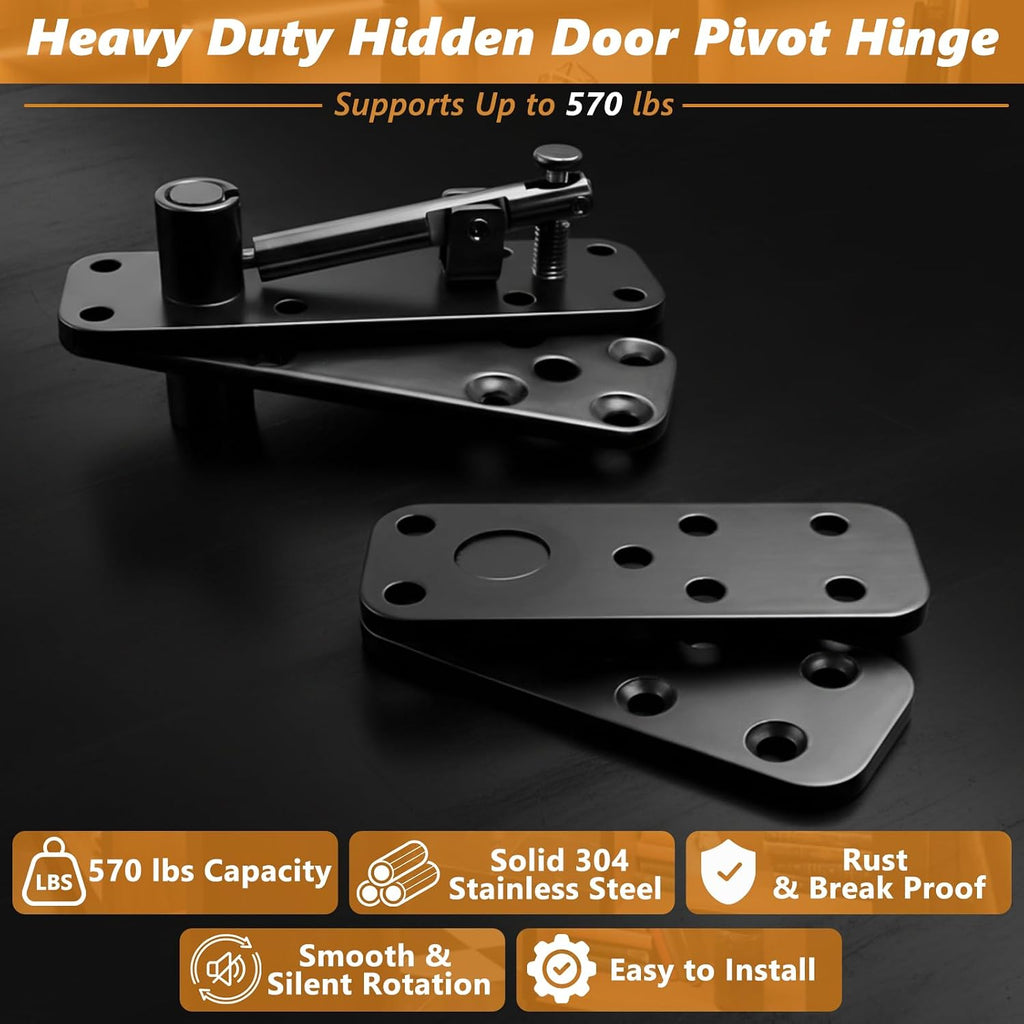 hidden door pivot hinge, 570lbs load capacity heavy, close-up detail