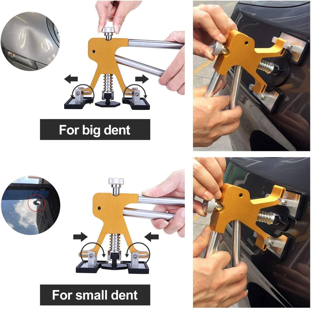 gliston 45pcs paintless dent repair tool dent puller shown in use