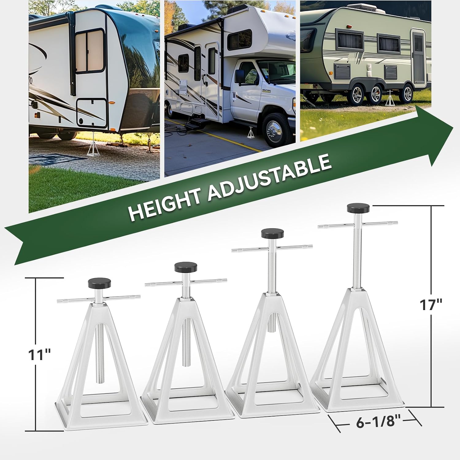 RVGUARD RV Stack Jacks 4 Pack, Aluminum Stabilizer Jacks for RV Trailer Camper, Single Support Up to 6000 Lbs, Adjustable from 11" to 17"