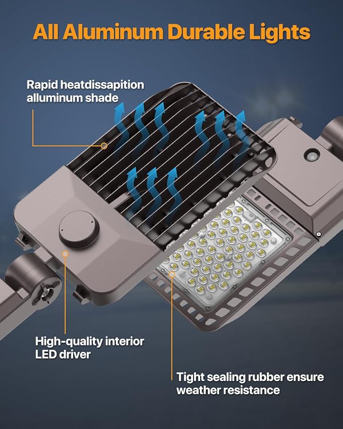 Parking Lot Light 200W 30, 000LM Slip Fitter 200 Watt Led Street Pole Light - Image 3