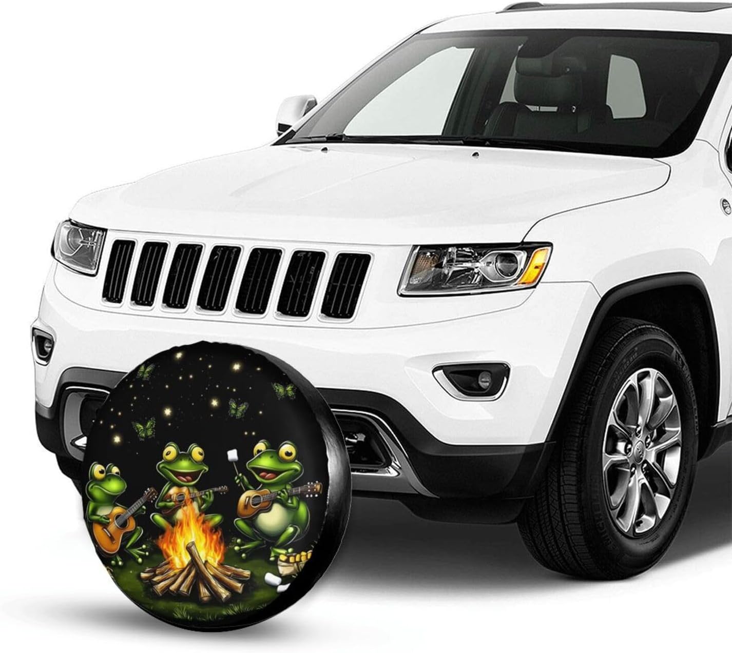 Campfire Frogs Universal Spare Tire Cover,15 inch,Waterproof Polyester Wheel Protector Funny Tire Covers for Rv Suvs Trucks Travel Trailers Outdoor,Fade Resistant,Easy Install