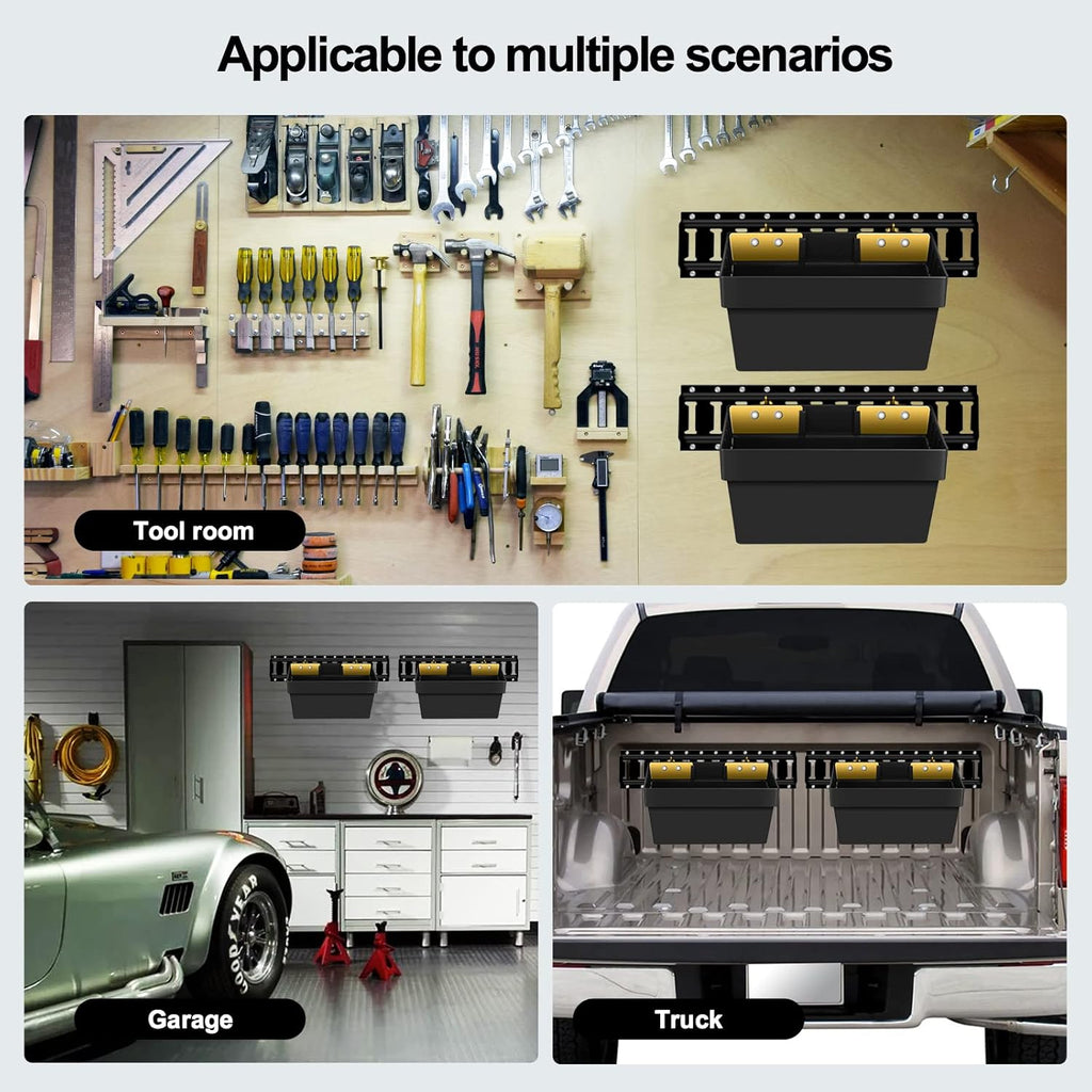 Onesnt 2 Pack E-Track Basket Storage Bin| E Track Box for Tool Organizer - E-Track Accessories for Enclosed Trailer, Workshop, & Garage -Storage e Track Organizer
