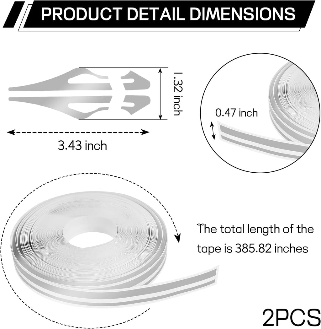 2 Rolls×32Ft Car Pinstriping Tape, Vinyl Automotive Pinstriping Tape Stripe Decal, DIY Car Body Side Stripes Trim Sticker, Universal for Motorcycle Door Home Musical Instrument(Silver)
