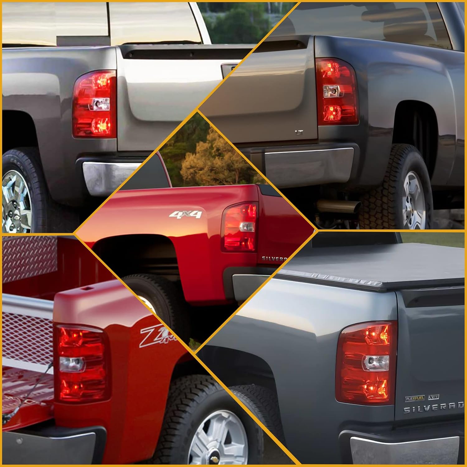 Tail Light Assembly Compatible with Chevy Silverado 07-13 1500 | 07-14 2500 HD 3500 HD, OE-Style Replaces 25958483 GM2801207, w/Bulbs and Harness, Right Passenger Side, Red Border